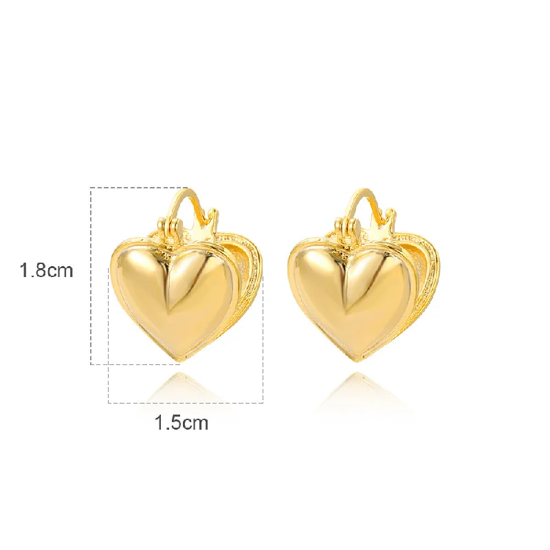 Chic Earrings for Women-1 Pair Simple Style Heart Shape Plating Copper Gold Plated Ear Studs