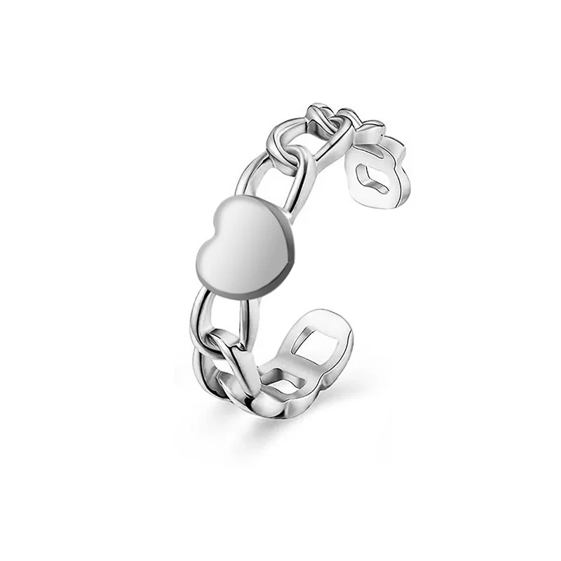 Fashionable Stackable Rings-Simple Style Heart Stainless Steel No Inlaid