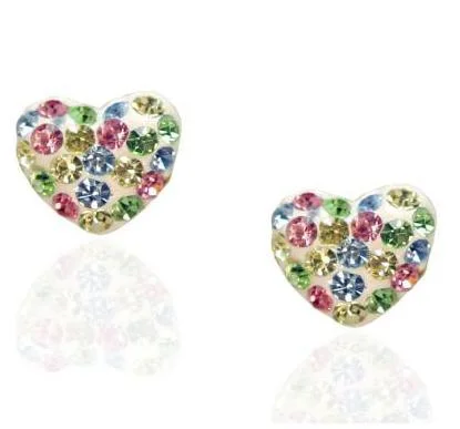 Wedding Earrings with Silver-14KT Yellow Gold Childrens Heart Stud Earrings