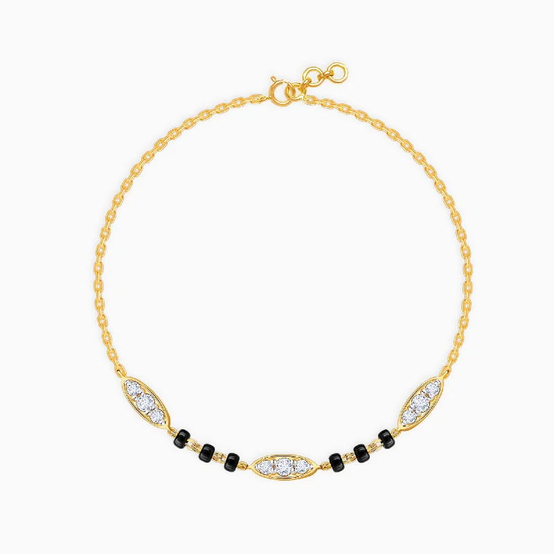 Stackable Bracelets for Women-Gold Isha Diamond Mangalsutra Bracelet