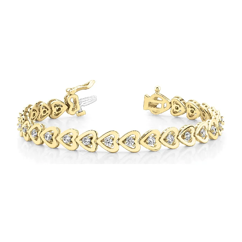 Men’s Classic Gold Bracelet-1.50 ctw Round Diamond Hearth Framed Tennis Bracelet