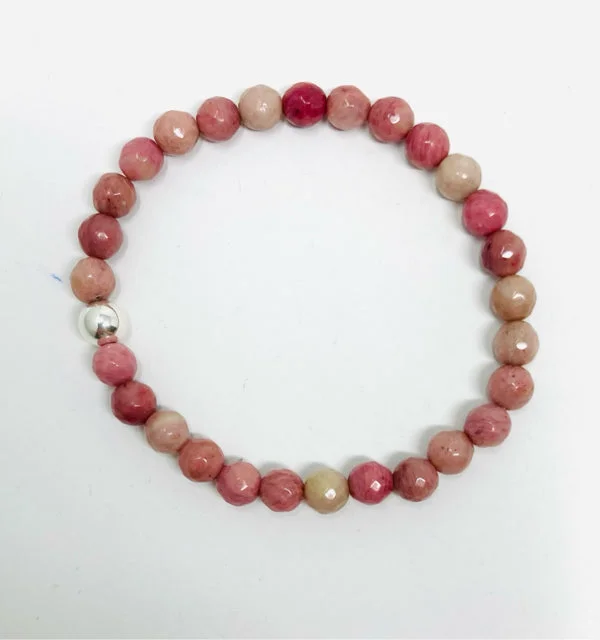 Leather Bracelet for Men-Rhodonite Faceted Bracelet