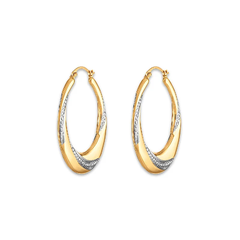 Pearl and Gold Earrings-10KT Yellow Gold With Rhodium Plating 29MM Hoop Earrings