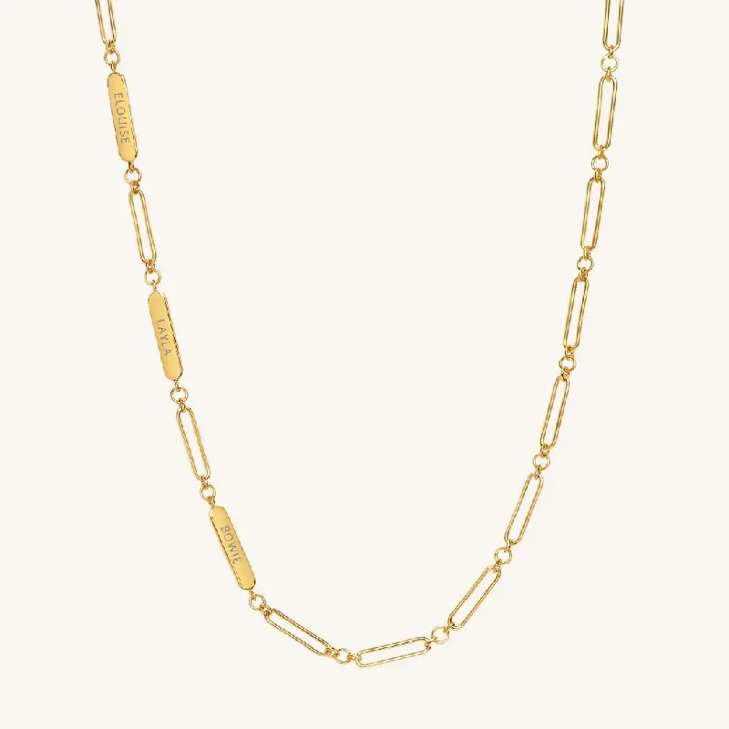 Classic Gold Necklace-Etch Chain Necklace 3 Panels