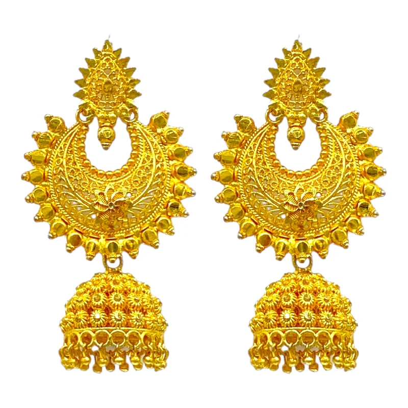 Cute Animal Earrings-Gold traditional Chandbali Earrings