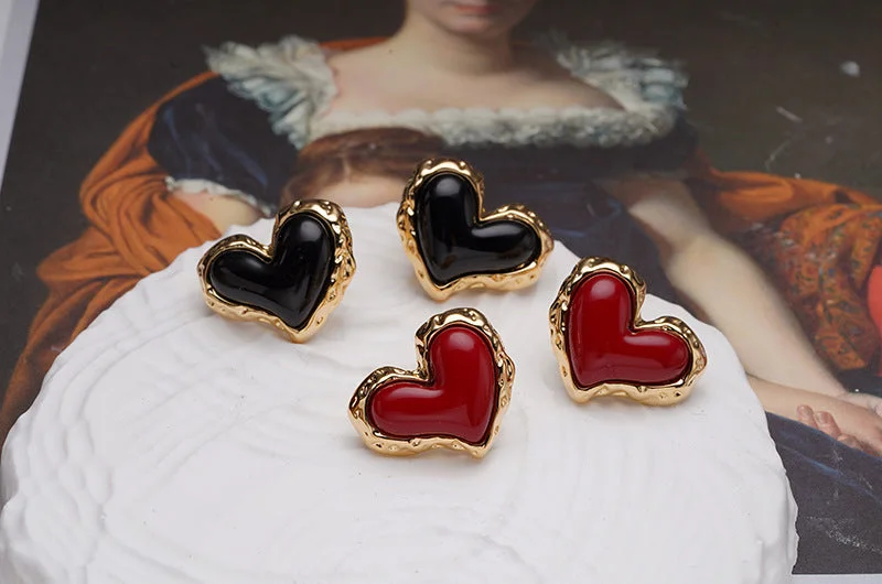 Cute Animal Earrings-1 Pair Ig Style Heart Shape Plating Inlay Copper Gem Gold Plated Ear Studs