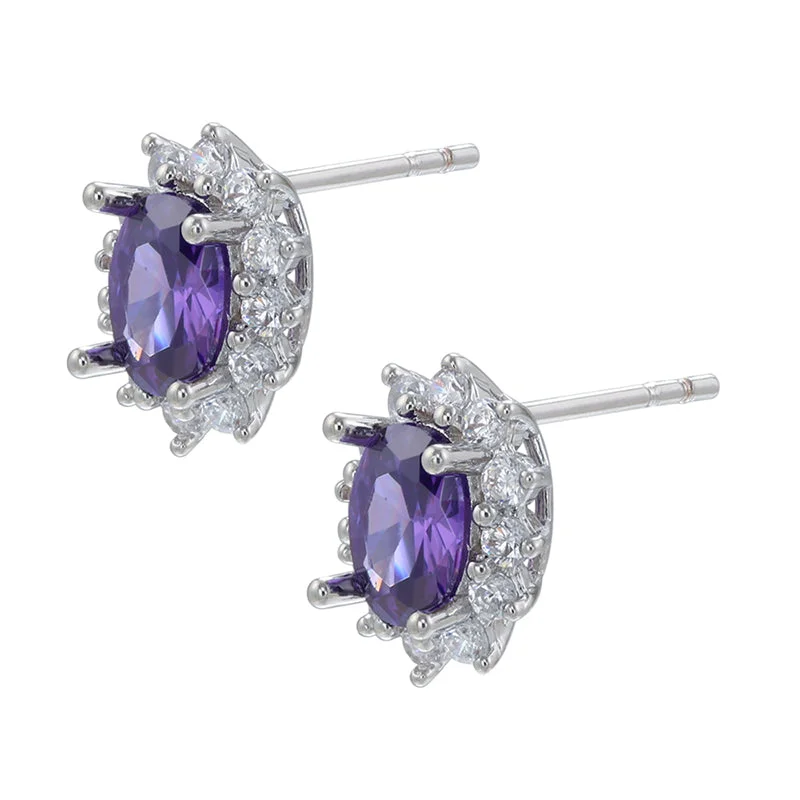 White Gold Color Purple Diamond Pair