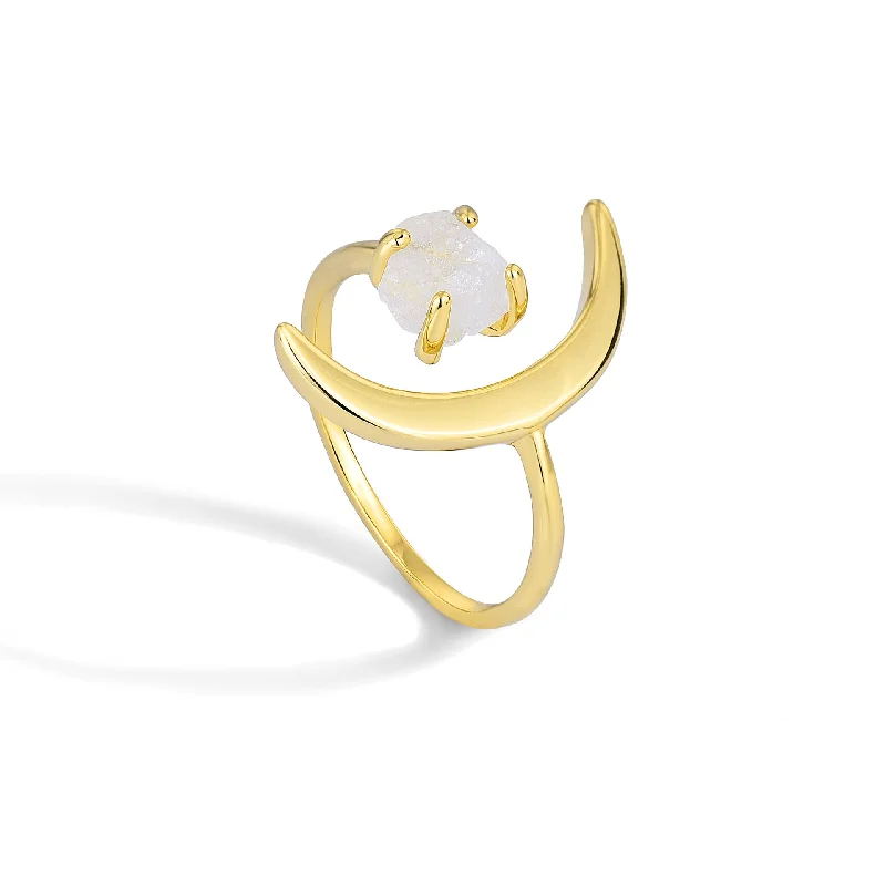 Golden Moon White Natural Stone Ring