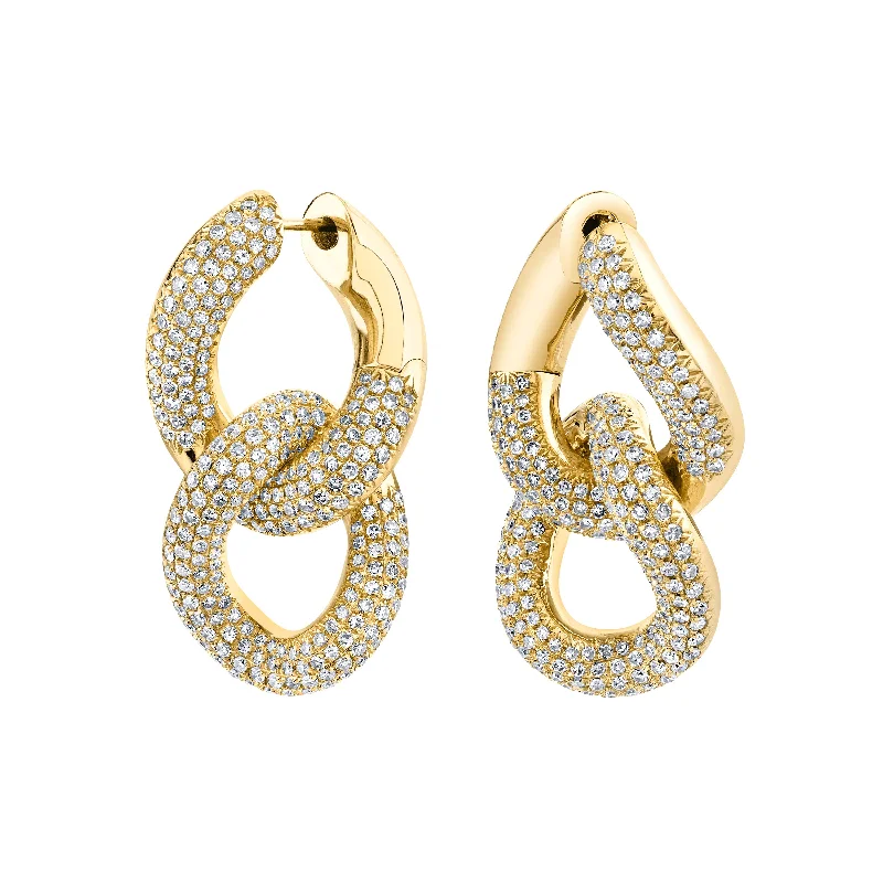 Classic Stud Earrings-READY TO SHIP DIAMOND DOUBLE PAVE LINK EARRINGS