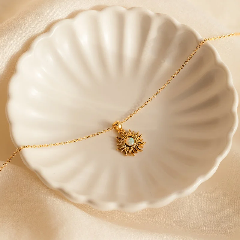 Classic Gold Chain Necklace-Opal Sun Necklace