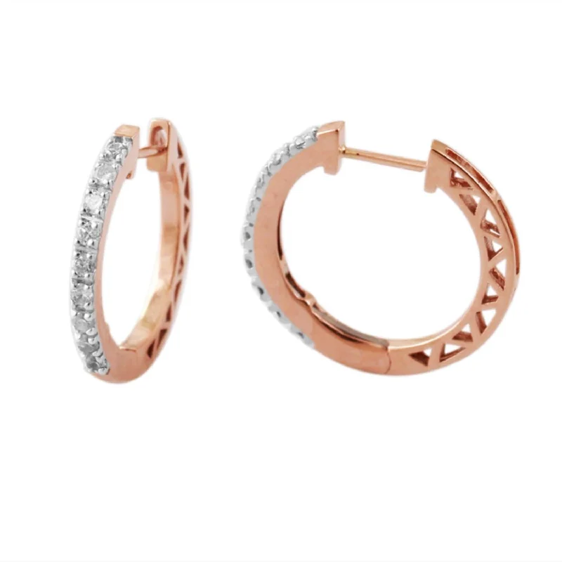 Custom Hoop Earrings-1/4 CTW Diamond Hoop Earrings in 10KT Rose Gold