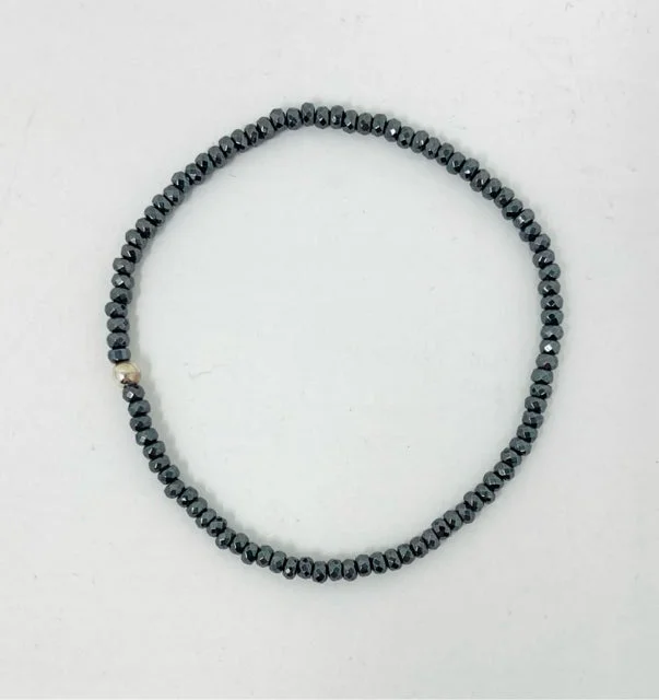 Elegant Diamond Bracelet for Weddings-Dark Hematite Bracelet