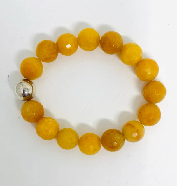 Elegant Gemstone Wedding Bracelet-Faceted Yellow Agate Bracelet