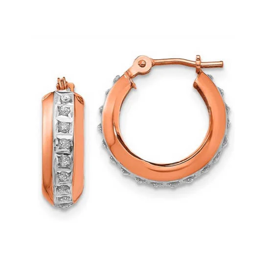 Chic Hoop Earrings-Diamond Fascination 14KT Rose Gold 14MM Diamond Accent Hoop Earrings