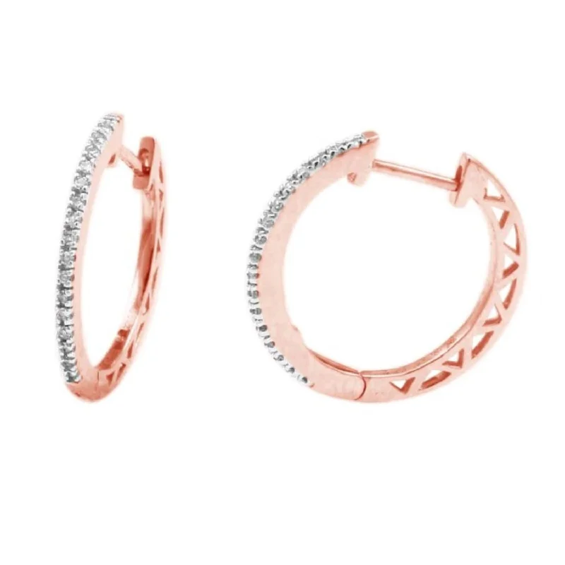 Luxurious Pearl Earrings-1/10 CTW Diamond Hoop Earrings in 10KT Rose Gold