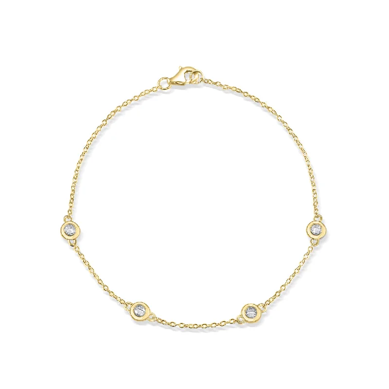 Silver Bracelet with Crystals-The Hana - Gold