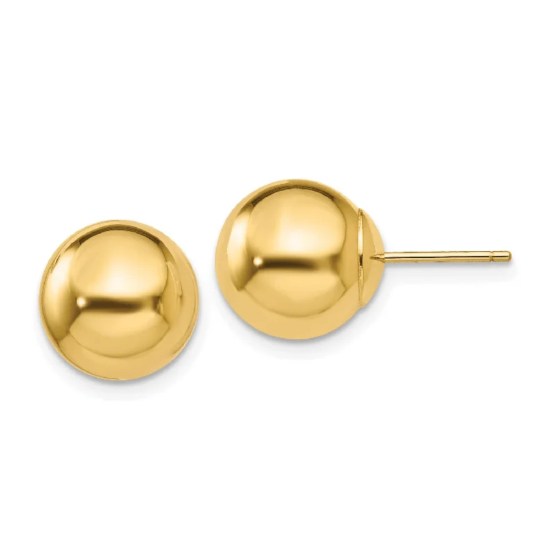 Sparkling Silver Earrings-14KT Yellow Gold 10MM Ball Stud Earrings