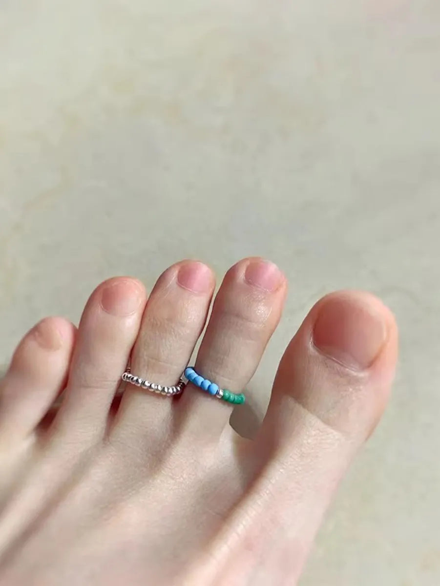 Unique Wedding Band with Diamonds-Casual Beach Round Resin Beaded Women's Toe Rings