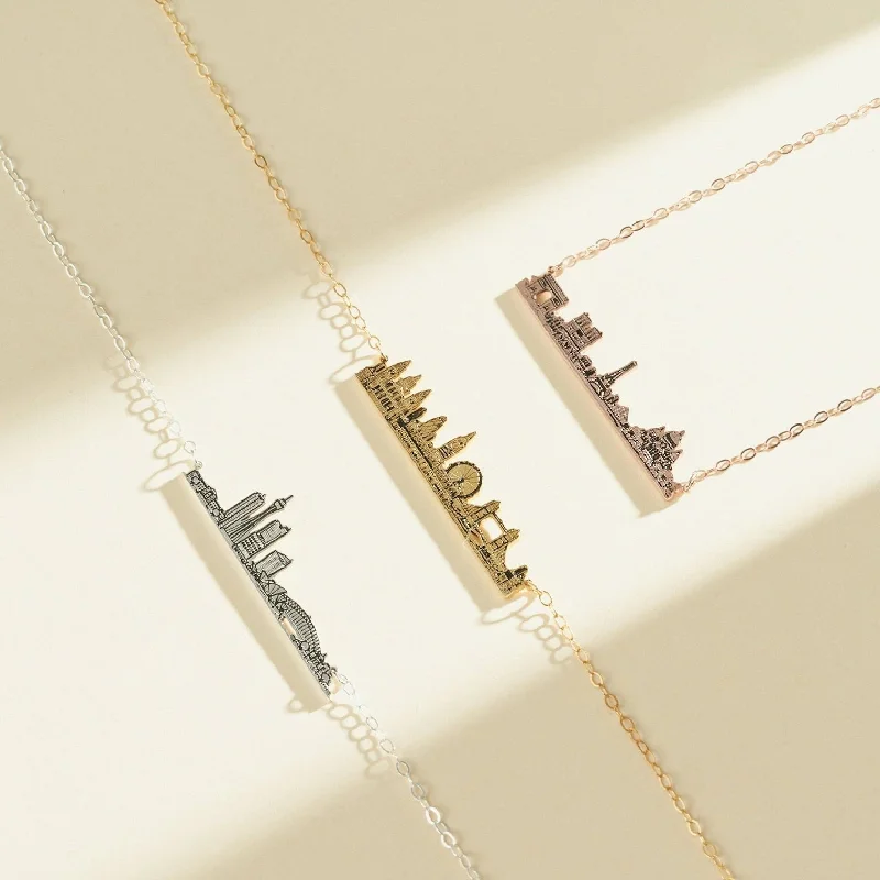 Trendy Custom Necklace-City Skyline Necklace