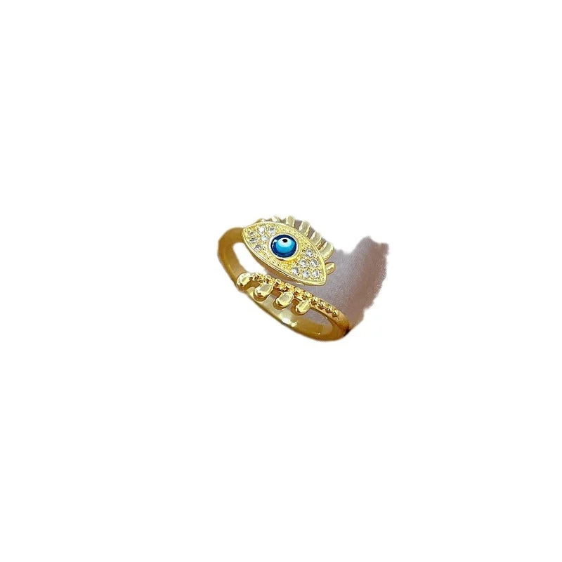 Silver Promise Ring-Punk Commute Devil's Eye Brass Gold Plated Artificial Gemstones Open Rings In Bulk