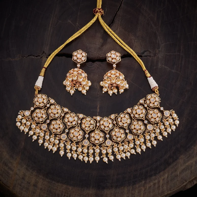 Classic Crystal Necklace-Kundan Necklace 164055