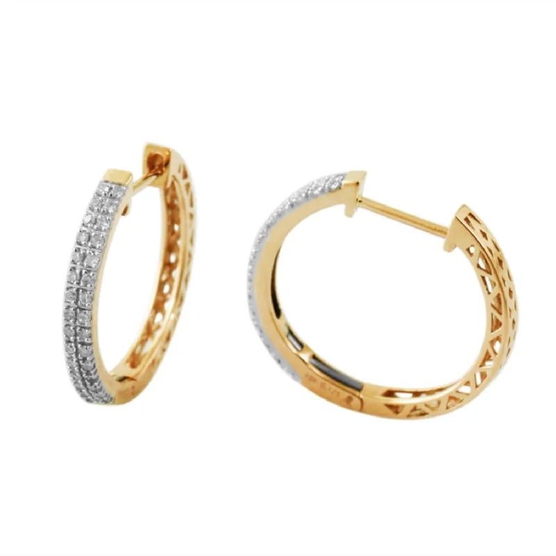 Simple Silver Drop Earrings-1/4 CTW Diamond Hoop Earrings in 10KT Yellow Gold