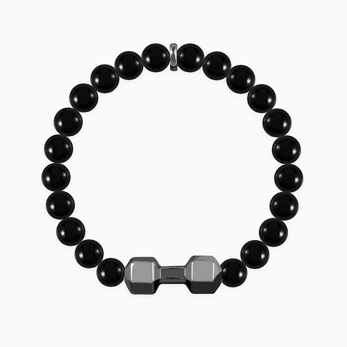 Fashionable Leather Bracelet-Black Rhodium Dumble Bracelet For Him