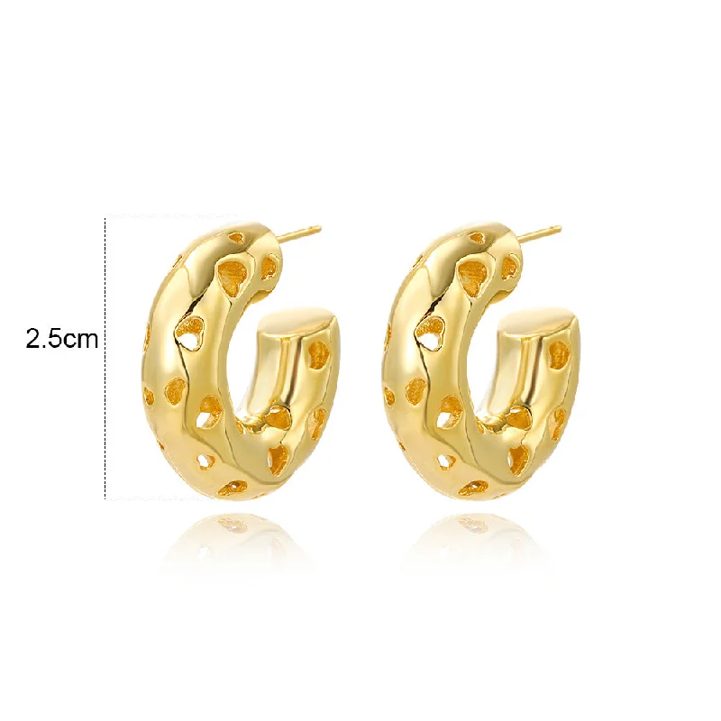 Elegant Wedding Earrings-1 Pair Simple Style Solid Color Plating Copper Gold Plated Ear Studs