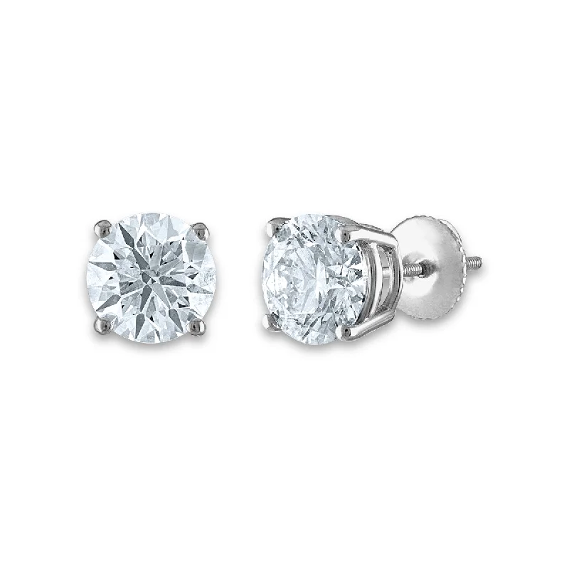 Crystal Drop Earrings-Signature Certificate EcoLove 2-1/2 CTW Round Lab Grown Diamond Solitaire Stud Earrings in 14KT White Gold