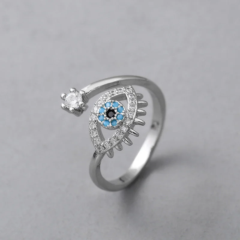 Open White Gold Color Eye Ring