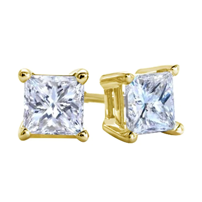 Unique Diamond Earrings-Premiere 1/10 CTW Diamond Solitaire Stud Earrings in 14KT Yellow Gold