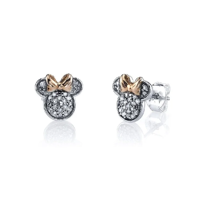 Fashion Earrings for Women-Disney 14KT Rose Gold Plated Sterling Silver and Cubic Zirconia Stud Minnie Mouse Earrings