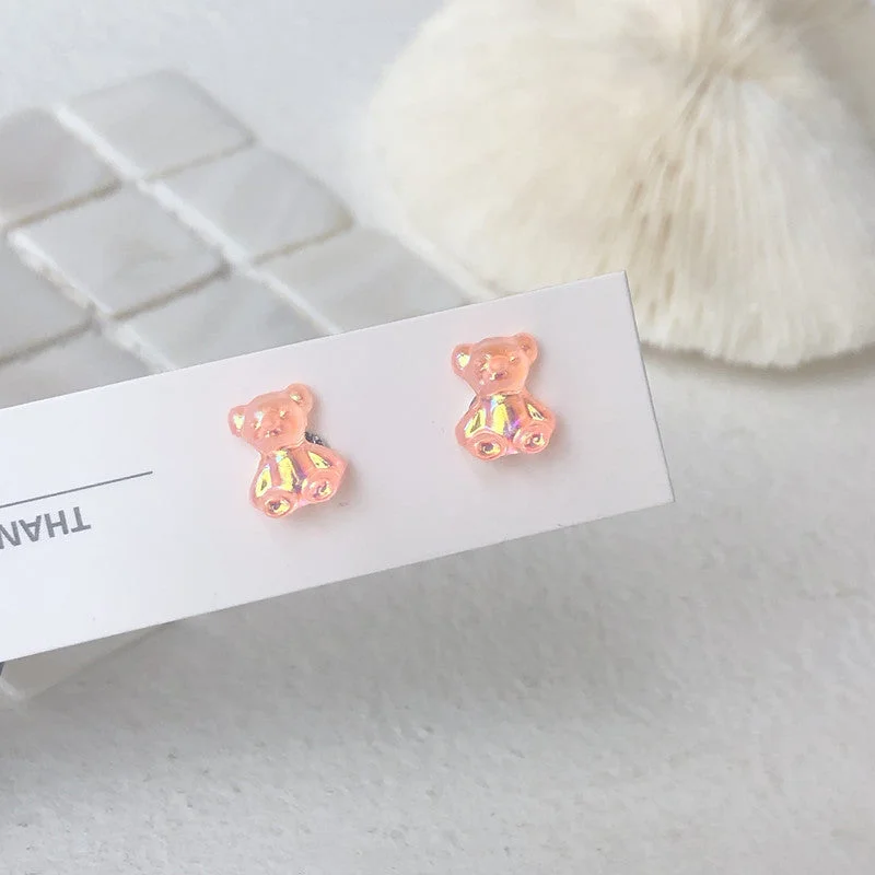 Orange Laser Bear S925 Ear Studs