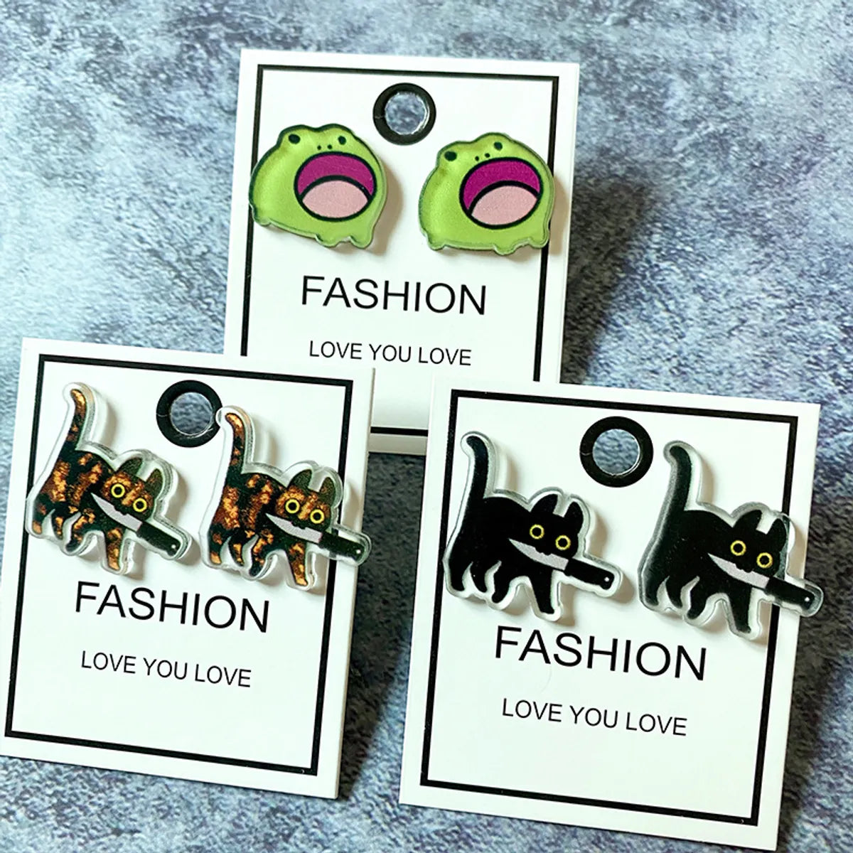 Vintage Earrings for Women-1 Pair Cute Funny Knife Cat Arylic Ear Studs