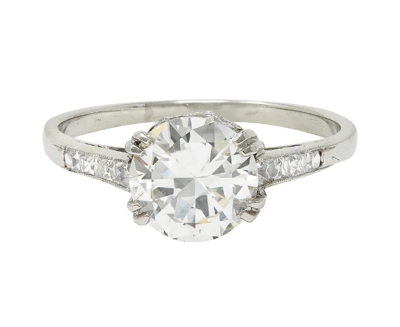 Bold Engagement Ring-Art Deco 1.68 CTW Old European Cut Diamond Platinum Vintage Engagement Ring