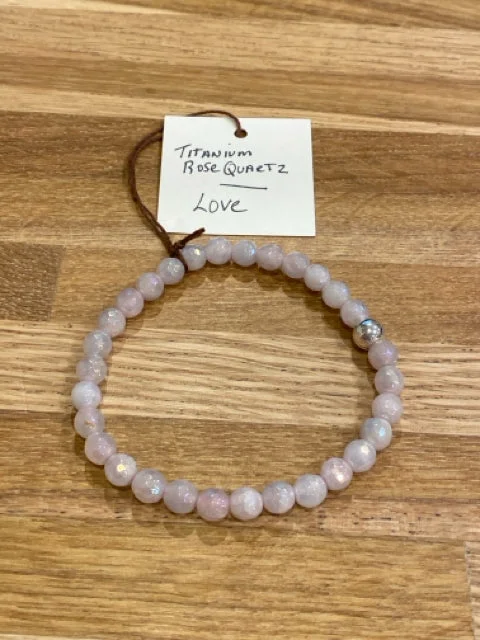 Men’s Silver Bracelet-Titanium Rose Quartz Bracelet