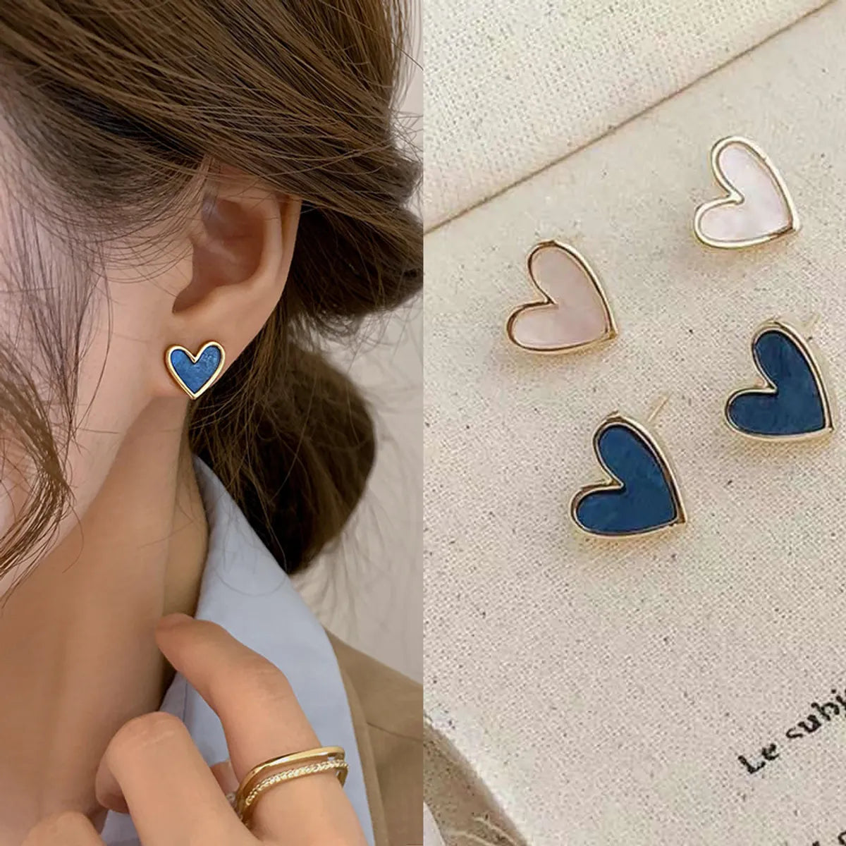 Gold Earrings with Crystals-1 Pair Sweet Heart Shape Alloy Plating Women's Ear Clips Ear Studs