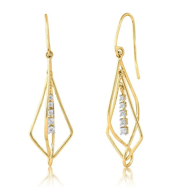 Elegant Long Earrings-1/7 CTW Diamond Drop & Dangle Earrings in 10KT Yellow Gold