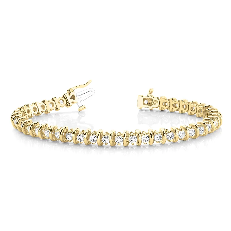 Gemstone Bracelet for Wedding Day-4.00 ctw Round Diamond Bar Tennis Bracelet Two Prong