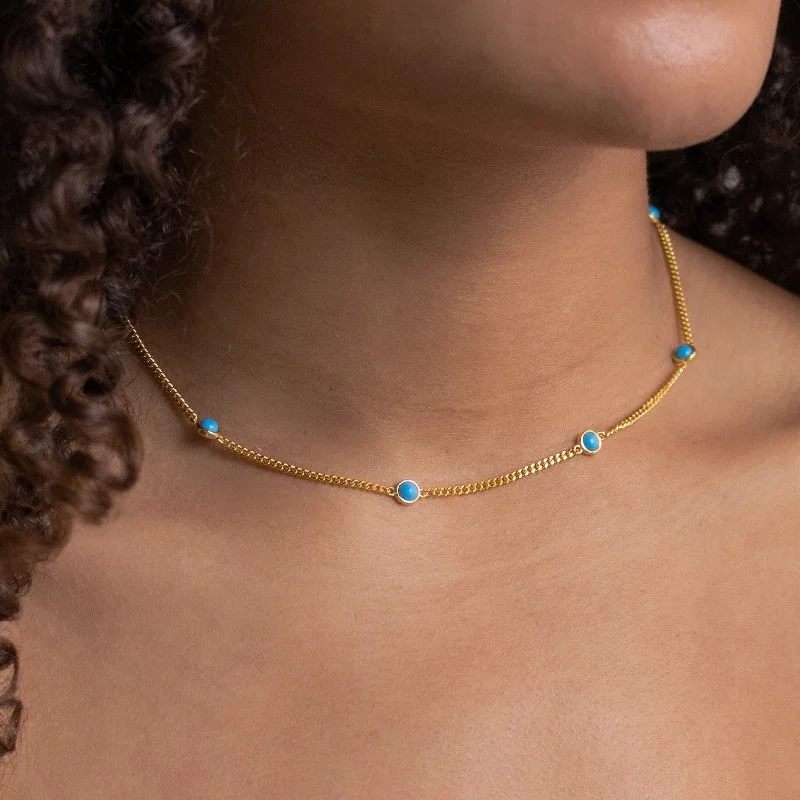 Trendy Necklace for Teens-Santorini Turquoise Choker