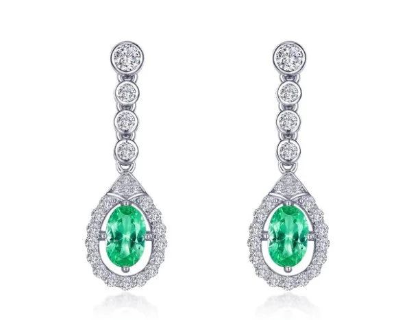 Statement Earrings for Weddings-Oval Halo Drop Earrings