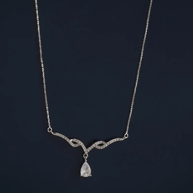 Elegant Crystal Pendant Necklace-92.5 Silver Necklace 182973