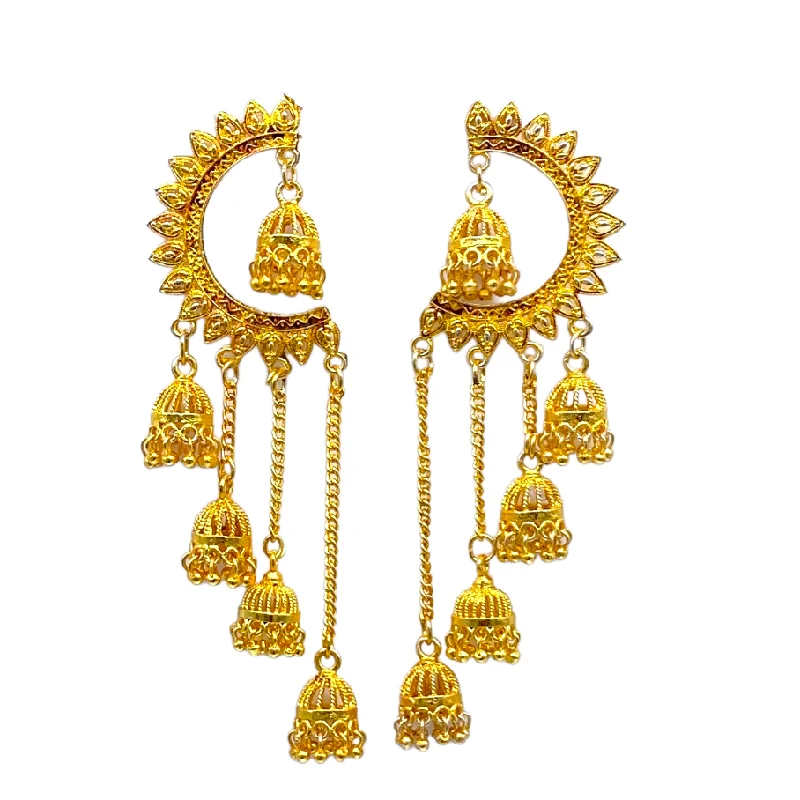 Colorful Drop Earrings for Women-Gold  Dangling chain with small Zumkhi stylish Earrings