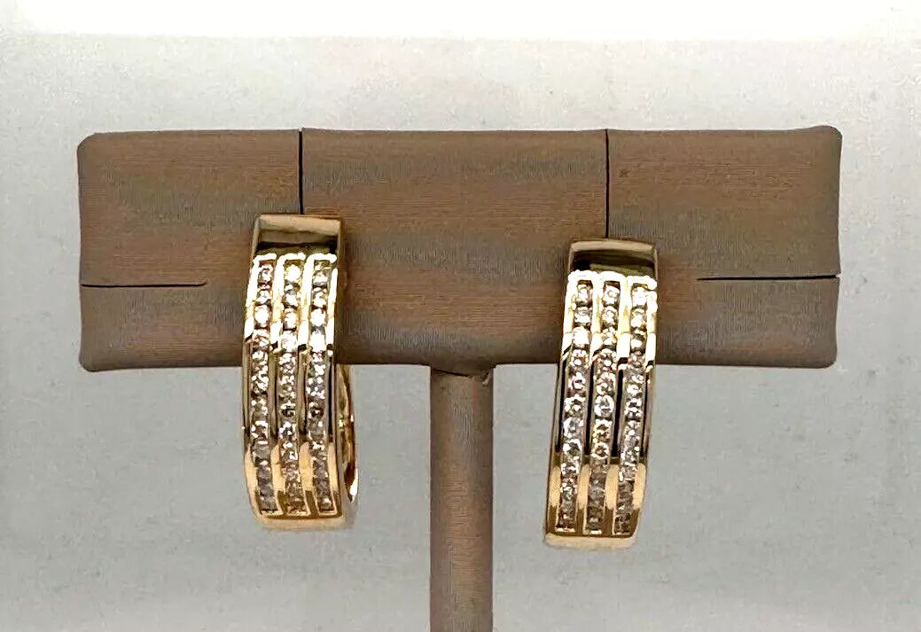 Unique Silver Earrings-14k Yellow Gold Huggie Diamond Earrings 1 Carat