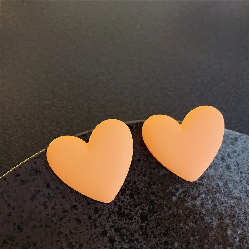 0356 Orange Pink Large Peach Heart 925 Silver Needle