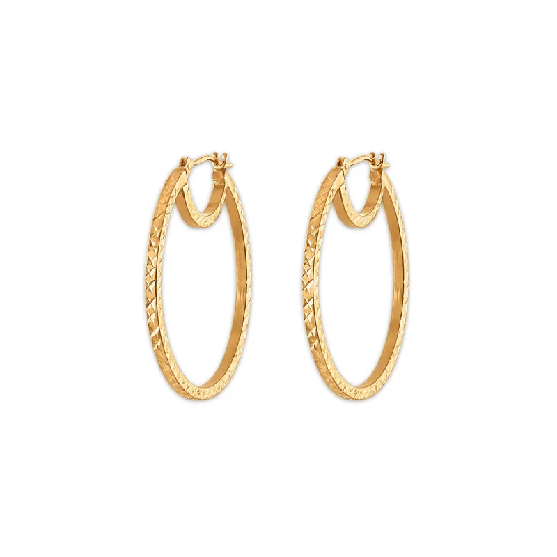 Modern Drop Earrings-10KT Gold 28MM Hoop Earrings