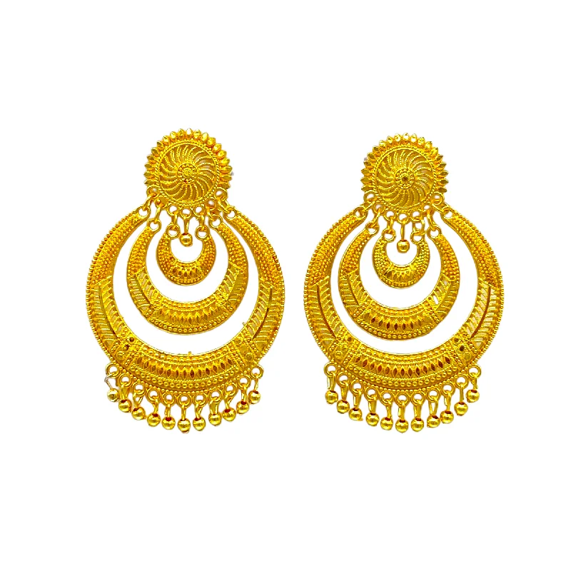 Crystal Hoop Earrings-Gold Chandbali stylish Layered Earrings