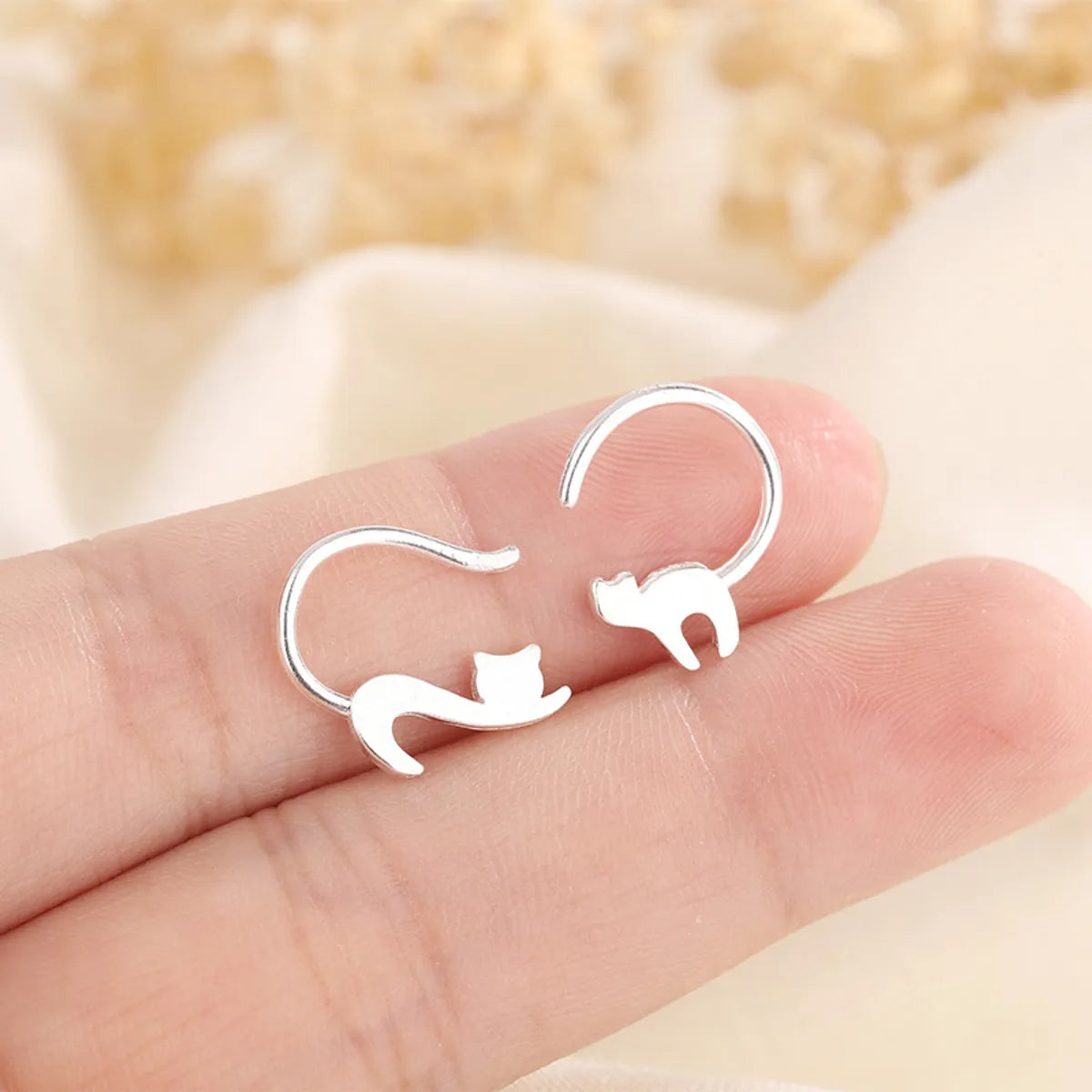 Trendy Drop Earrings-Simple Style Cat Copper Plating Ear Studs 1 Pair