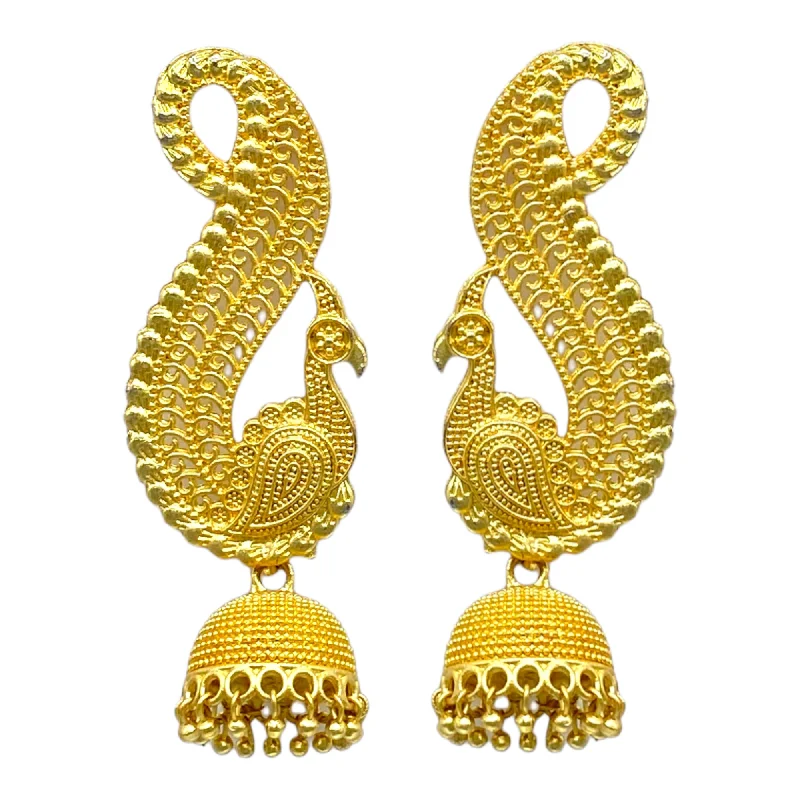 Large Hoop Earrings for Women-Gold Peacock Studded Stylish Earrings with Zumkha