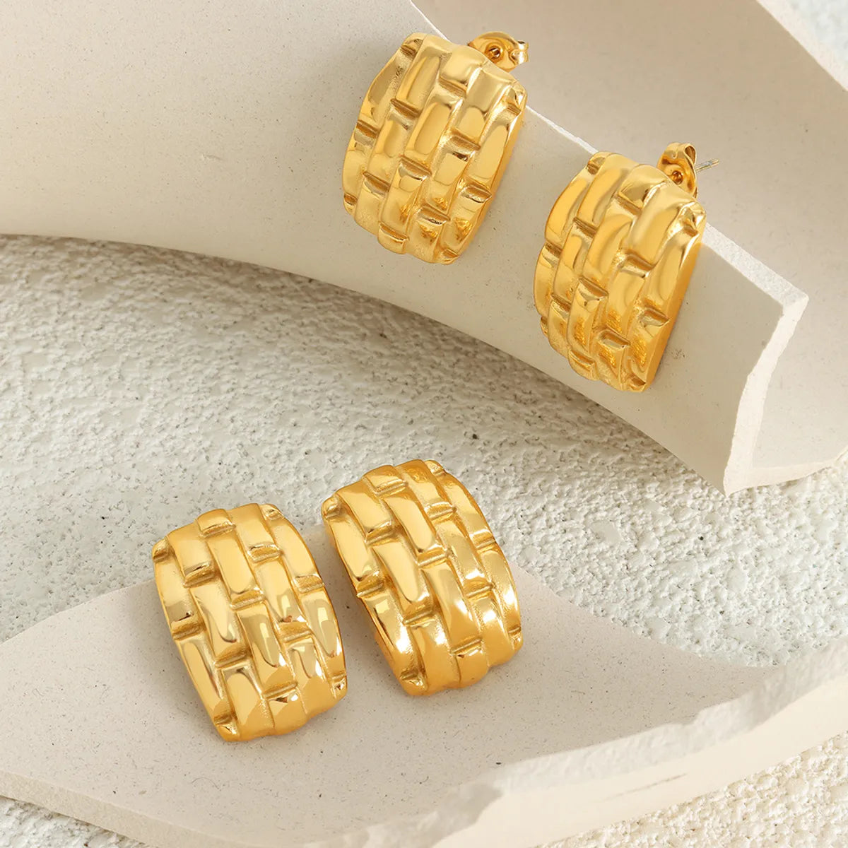 Small Dangle Earrings-1 Pair Modern Style Streetwear Geometric Plating Titanium Steel 18k Gold Plated Ear Studs